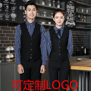 Conjunto de Uniforme Formal de Manga Larga para Camarero/<span class=keywords><strong>Camarera</strong></span>, Blazer de Algodón, Chaleco y Camisa para Otoño/Invierno, Ropa de Trabajo para Restaurante - Product Image 6