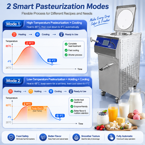 Pasteurisateur de lait 62L avec système de refroidissement, pour gelato, pasteurisation par lots, en acier inoxydable 304, machine de pasteurisation commerciale - Product Image 2