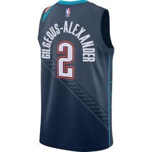 Camiseta de baloncesto Oklahoma City Thunder Shai Gilgeous-Alexander Youth Navy City Edition Swingman para niños, con cuello en V y absorción de humedad - Product Image 3