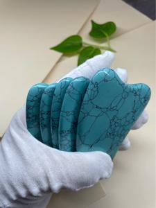 Pierre de grattage Gua Sha en turquoise bleue DIY, forme de cœur, massage du visage et du corps, outil de massage GuaSha Wildling - Product Image 6
