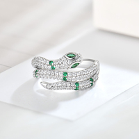 2024 nouvelle mode 925 bague serpent en argent Sterling pour les femmes réglable diamant incrusté bijoux pour les mariages personnalisé en gros