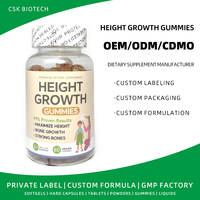 Gummies pour la croissance en hauteur, formule personnalisée sous marque privée, supplément gommeux, fabrication OEM, certifié GMP, gommes bien-être personnalisées