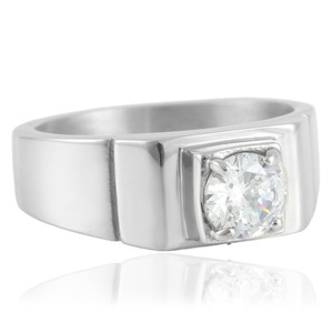 Women's Geometric <b>Titanium</b> Steel <b>Ring</b> With Prong Set Gemstone Gift Jewelry 21076 - Product Image 1