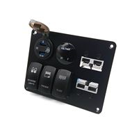Panneau de commutateur à bascule LED 12V 6 gang en aluminium avec voltmètre, chargeur USB, prise allume-cigare pour voiture, camping-car, camion, bateau
