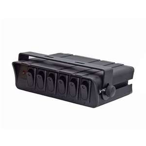 Panel de interruptor de aluminio de 6 entradas, caja de interruptor basculante de encendido y apagado, Panel de controlador de palanca <span class=keywords><strong>LED</strong></span> azul de 12V para autobús de coche marino - Product Image 5