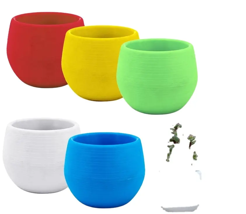 Colorful Flower Pots Planters Mini Plastic Flower Pot Succulent Plant Flowerpot For Home Office Decoration