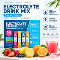 Sachets de poudre d'électrolytes OEM, sachets d'hydratation avec sodium, potassium et magnésium, zéro calorie, compatible Keto, Vegan, Paléo