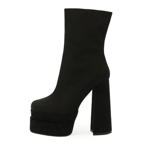 Bottes courtes sexy XSD à talon épais et semelle épaisse, confortables, noires, pour soirée, talon haut, 2025 - Product Image 4