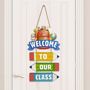 Nouveauté <span class=keywords><strong>Décoration</strong></span> murale en bois sur le thème de la <span class=keywords><strong>rentrée</strong></span> scolaire, design moderne et coloré en forme de crayon, à suspendre - Product Image 2