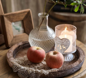 Plateau rond en bois de paulownia naturel, plateau de service en bois de style vintage pour la maison, la cuisine et le restaurant - Product Image 4