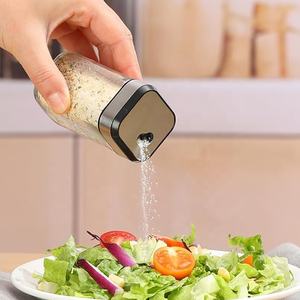 2025 salière et poivrière <span class=keywords><strong>de</strong></span> cuisine 120ml avec trous <span class=keywords><strong>de</strong></span> coulée réglables pots à épices en verre carrés avec couvercles rotatifs en acier inoxydable - Product Image 4