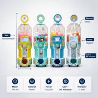 Distributeur de capsules de jouets commercial en métal avec accepteur de billets et monnayeur pour salles d'arcade et centres commerciaux