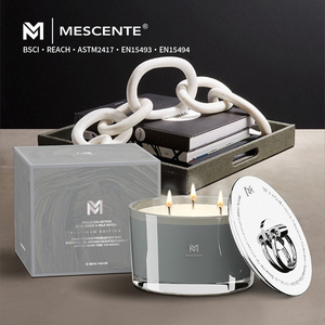Bougies en Verre Parfumées de Luxe Artisanales Personnalisées Mescente, en Gros, pour Noël, avec Récipient, Jarre, 3 Mèches et Cire de <span class=keywords><strong>Soja</strong></span> - Product Image 4