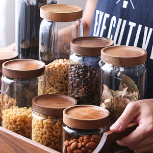 borosilicato aire apretado de almacenamiento tarro de madera de acacia sello de <span class=keywords><strong>comida</strong></span> <span class=keywords><strong>a</strong></span> casa Uso de usar la tapa de madera - Product Image 6