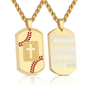 2025 nouveaux hommes européens américains Sports Style Baseball croix en acier inoxydable pendentif collier pour hommes - Product Image 5