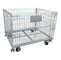 Caisse de rangement en treillis métallique en acier au carbone robuste, pliable, pour le stockage d'outils et de matériaux sur les chantiers extérieurs