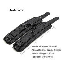 Menottes réglables en cuir noir Footcuffs SM Body Bondage Tie Slave Punishment Sex Toys