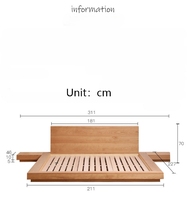 Lit plateforme sur mesure en bois massif à profil bas, noyer, chêne, frêne, style japonais, taille King Size