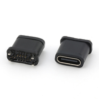 IPX7 konektor USB tahan air vertikal Dip tipe-c perempuan 16P konektor USB 2.0 H = 10.2