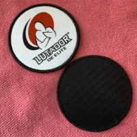 Insigne tissé damassé à bordure surverrouillée avec support à crochet amovible, patch tissé pour vêtements à boucle à crochet uniforme réutilisable