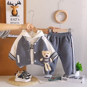 Conjunto de Primavera/Outono para Meninos 2026, Novo e Estiloso, Jaqueta de Algodão com Estampa de Desenho Animado, Conjunto de Três Peças para Bebês de 0-<span class=keywords><strong>1</strong></span>-3-4 Anos - Product Image 3