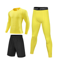 Traje Deportivo de Tres Piezas Unisex de Poliéster y Seda de Leche de Secado Rápido, Color Sólido, para Yoga, Entrenamiento y Running