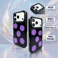 Étui en cuir PU à pois décoratif minimaliste avec protection d'objectif surélevée et découpes inférieures précises, housse légère pour iPhone 17/18 Pro Max