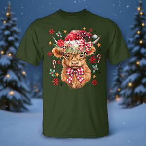 Camiseta Western Highland Cow Lover Coquette Bow Merry Christmas - Product Image 3