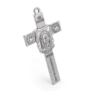Ciondolo Vintage in Argento con Volto di Gesù e Croce, Medaglia Sacro Cuore con Iscrizione Latina, Gioiello Devozionale Cristiano - Product Image 4