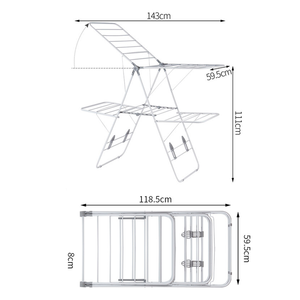 Kim loại ngoài trời có thể gập lại sắt treo giặt khô giá sàn trong nhà ráp đơn giản sấy quần áo giá - Product Image 6