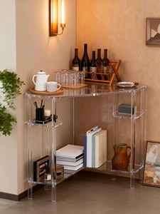 Table d'appoint en acrylique personnalisée pour café/vin, 28,5 x 28,5 pouces, à poser au coin <span class=keywords><strong>du</strong></span> <span class=keywords><strong>mur</strong></span>, bureau à domicile avec fonction <span class=keywords><strong>de</strong></span> rangement pour <span class=keywords><strong>l</strong></span>'ameublement intérieur - Product Image 5