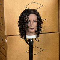Tête d'entraînement afro bouclée en cheveux humains réels, tête réaliste pour la pratique, mannequin, poupées, tête de mannequin en cheveux humains pour perruque