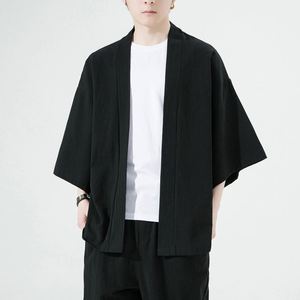 Chemises Kimono Japonaises HANO pour Hommes, Décontractées, Ouvertes, Légères, Yukata, Mode, Cardigan Noir, Manches 3/4, Vêtement d'Extérieur, Vacances d'Été - Product Image 1