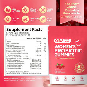 OEM <span class=keywords><strong>5</strong></span> miljard CFU's Vrouwelijke Balans Gummies Probiotische Gummies voor Vrouwen Cranberry Probiotica voor Vaginale Gezondheid Schimmelsbalans - Product Image 2