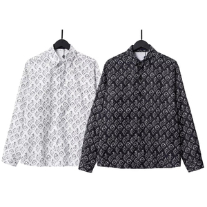Camisa de Manga Larga de Lujo, Informal, Transpirable, Holgada, con Estampado Vacacional, Estilo L V, para Hombre - Product Image 1