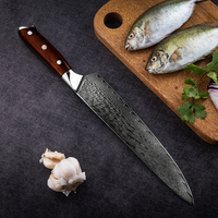 Couteau de chef de cuisine professionnel japonais 67 couches en acier au carbone damas AUS-10 de 9.5 pouces