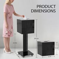 Boîte à billets de tombola sur mesure en acrylique, grande, carrée, détachable, sur roulettes avec serrure, en lucite, sur pied, sécurisée pour les dons