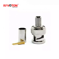 BNC conector macho de crimpado de Cable Coaxial RG59 para 3G/HD/SDI / CCTV conector de rf