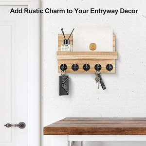 Organizzatore per Chiavi in Legno di Pino Fatto a Mano, Montaggio Senza Foratura, Finitura Liscia, Ideale come Regalo di Inaugurazione Casa o Decorazione Domestica - Product Image 3