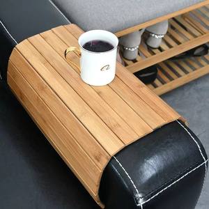 Bandeja de sofá de bambú de un solo nivel Youlike, diseño plegable ecológico para tazas de teléfono y bandeja de almacenamiento moderna remota para sala de estar - Product Image 2