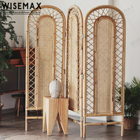 Màn Hình Gập Bằng Mây Phong Cách Bắc Âu Đơn Giản WISEMAX 3 Tấm Trang Trí Phòng Khách Vách Ngăn Chân Cao