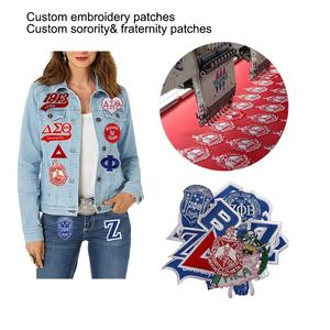 Serises Stock azul blanco bordado hermandad Zeta Phi Beta 1920 <span class=keywords><strong>Crest</strong></span> Iron Patch para chaquetas Zeta Hand Sign goma para uso de sombrero - Product Image 2