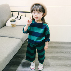 Korea Kids Wear Sweet Girl Green Collar T-Shirt and Wholesale Girls Ruffle <b>Pants</b> Sets for Autumn Decoration - Product Image 4