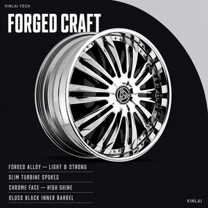 Jantes XINLAI forgées de qualité supérieure, coniques, 20, 21, 22 pouces, 5x127, chromées, multi-rayons, à lèvre boulonnée, pour Jeep Grand Cherokee SUV et voitures de spectacle - Product Image 3
