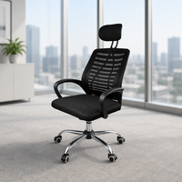 Chaise de bureau professionnelle avec accoudoirs en boucle, tissu maillé respirant, soutien lombaire, base 5 étoiles pour la maison et le bureau