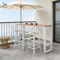 Ensemble de tabourets de bar hauts en métal imperméable avec longue table pour balcon, table et chaises d'extérieur