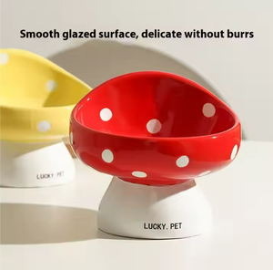 Cuenco de cerámica para mascotas de setas, protección cervical personalizada y duradera, cuenco elevado para comida de <span class=keywords><strong>gatos</strong></span> para cachorros y perros, novedad - Product Image 6