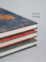Carnet de notes/journal vierge à couverture rigide en tissu vintage avec fil doré en soie 20K, 18x18 cm, vente en gros