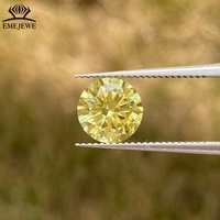 EMEJEWE Saphir Jaune de Laboratoire Certifié AGL, Taille Brillant, Pierre Précieuse Libre, Effet de Couleur/Feu, Or Guangxi 9K 10K 14K 18K