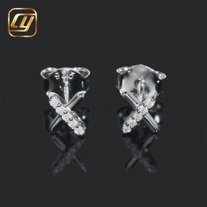 Boucles d'oreilles clous en argent sterling S925 en forme de X, serties de moissanite et de diamants VVS, avec fermoir à vis, bijoux pour femme - Product Image 2